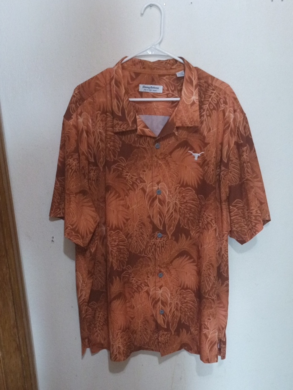 Tommy Bahama Texas Longhorns Orange Tropical-Print Short Sleeve Camp Shirt